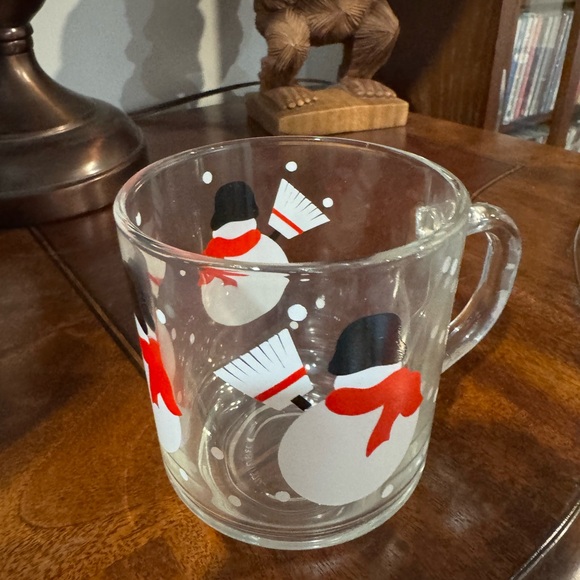 Set of 12 Snowman Glass Mug with Red Accents - Picture 1 of 2